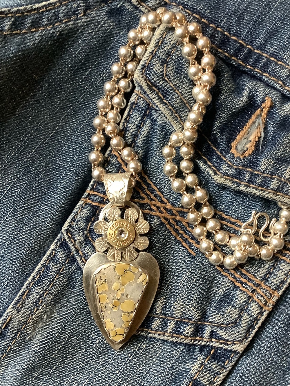 Sterling/ variscite necklace